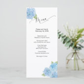 Menu Blue Hydrangea Watercolor (Debout devant)