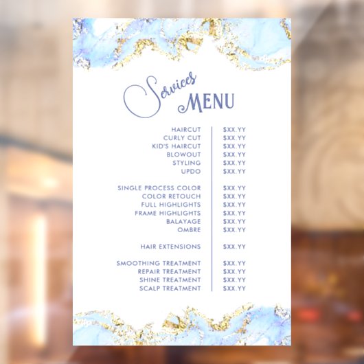 Menu Blue Marbling Design Services Raamsticker (Vel 2)
