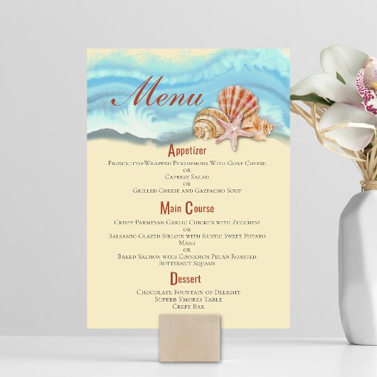 Menu Blue Ocean Wave 4,5 x 6,25 inch