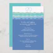 Menu Blue Ocean Wave Loopy Coeur Monogram Beach Mariage (Devant / Derrière)