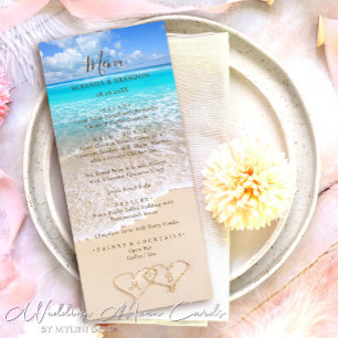 Menu Blue Ocean Waves Plage tropicale Mariage