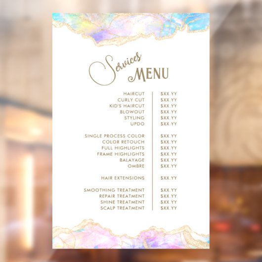 Menu Blue Opal Design Services Raamsticker (Vel 2)