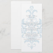 Menu Blue Subtle Damask Wedding (Voorkant / Achterkant)