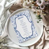 Menu Blue Toile de jouy Tea Party