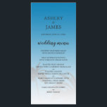 Menu Blue Tropical Palm Tree Beach Wedding<br><div class="desc">Elégant menu de mariage de destination avec un design de palmier tropical sur un arrière - plan bleu vif avec un script élégant et une typographie moderne. Le bleu d'Ibiza s'estompe sur un arrière - plan blanc. Ajoutez simplement les détails de votre mariage à cet élégant menu de mariage tropical...</div>