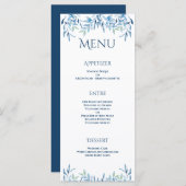 Menu Blue Willow Branches Aquarelle Mariage Réception (Devant / Derrière)