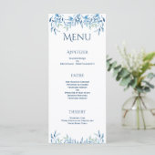 Menu Blue Willow Branches Aquarelle Mariage Réception (Debout devant)