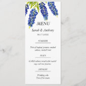 Menu Bluebonnets Blue Floral Aquarelle Mariage (Devant)