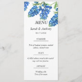 Menu Bluebonnets Blue Floral Aquarelle Mariage (Devant)