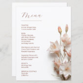 Menu  Blush 3D Boho Flowers White (Devant / Derrière)