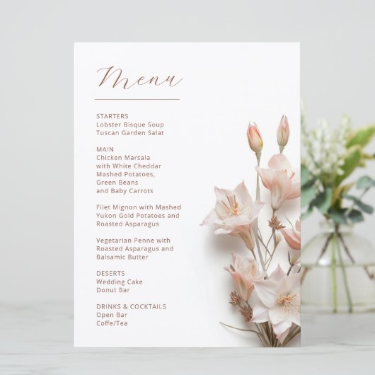 Menu Blush 3D Boho Flowers White (Debout devant)