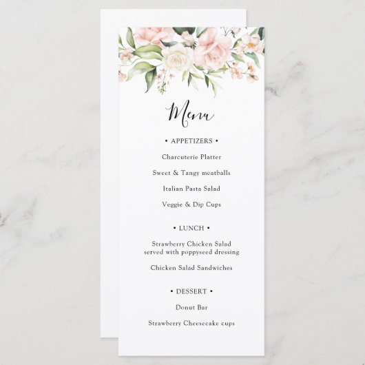 Menu Blush and Greenery Wedding Shower (Voorkant / Achterkant)