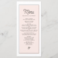 Menu Blush Color Block Minimalist Weddenschap