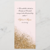 Menu Blush Gold Parties scintillant Sparkle Mariage élé (Dos)