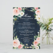 Menu Blush Navy Dusty Blue Botanical Mariage (Debout devant)