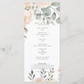 Menu Blush Peony & Eucalyptus Botanical Floral Wedding  (Dos)
