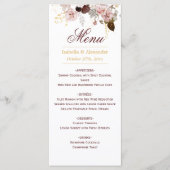 Menu Blush Peony & Gold Burgundy Floral Mariage (Devant)