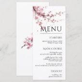 Menu Blush Pink Cherry Blossom Elegant Floral Wedding (Devant / Derrière)