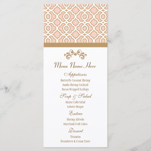 Menu Blush Pink et Gold Marocain (Devant)