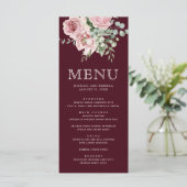 Menu Blush Pink Floral Eucalyptus Burgundy Wedding (Debout devant)