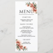 Menu Blush Pink Peony Coral Elegant Dinner Wedding  (Devant)