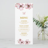 Menu Blush Rose Fleur Dorée Quinceañera  (Debout devant)
