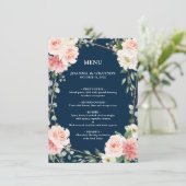 Menu Blush rose Floral or Marine Mariage géométrique (Debout devant)