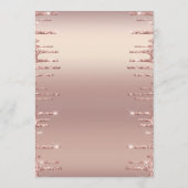 Menu Blush Rose Gold Paillettes Brillance Gouttes Chic (Dos)