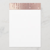 Menu Blush Rose Gold Paillettes Brillance Gouttes Chic (Devant)