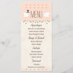 Menu Blush Tortelduifjes Dove Weddenschap