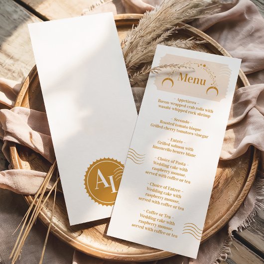 Menu Boarding Pass Cosmic Wedding Destination