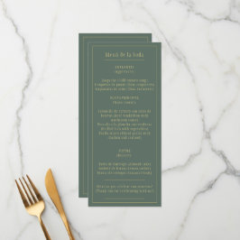 Menú Bodas Oro Verde Oliva Bilingüe Español Inglés Menu