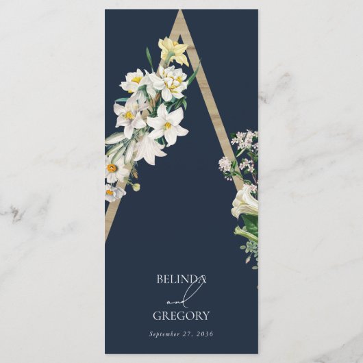 Menu Bohème Bohème Pyramide Flore Blanche Mariage Bleu (Dos)