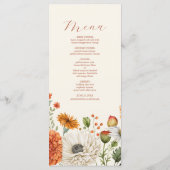 Menu Bohème Chic Floral Terracotta Mariage (Dos)