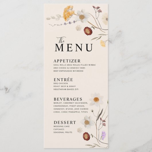 Menu Bohème Fleur Sauvage (Devant)