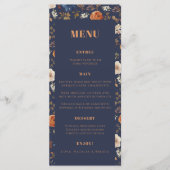 Menu Bohême Rust Bleu Mariage campagnard français (Devant)