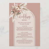 Menu Bohemian Boho Dusty Rose Pampas Floral Wedding  (Devant)