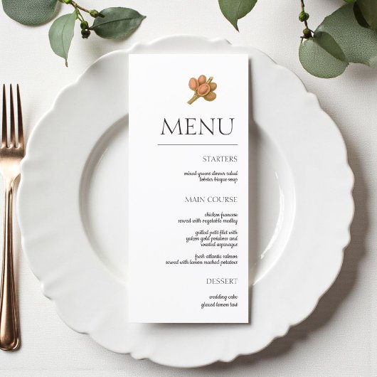 Menu Bohemian Elegance Simple Plante de café Mariage