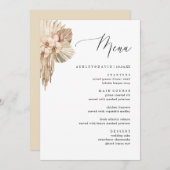 Menu Bohemian Pampas Grass Mariage de automne Dîner Men (Devant / Derrière)