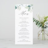 Menu Boho Aquarelle Eucalyptus Feuille Mariage vert (Debout devant)
