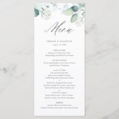 Menu Boho Aquarelle Eucalyptus Feuille Mariage vert (Devant)