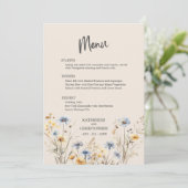 Menu BOHO Aquarelle Fleur sauvage Elégant Mariage beige (Debout devant)