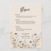 Menu BOHO Aquarelle Fleur sauvage Elégant Mariage beige (Devant)