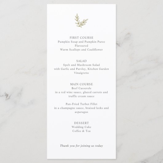 Menu Boho Bamboo Feuille Botanique Vert doux et élégant (Dos)