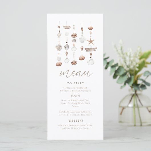 Menu Boho Beach Shell Baby shower (Debout devant)