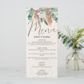Menu Boho Beige Pampas Grass Eucalyptus Vert Floral (Debout devant)