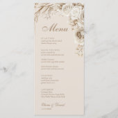 Menu Boho Beige séché Fleur et blanc Roses Mariage (Devant)