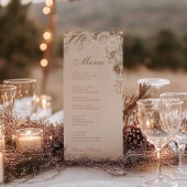 Menu Boho Beige séché Fleur et blanc Roses Mariage
