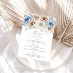 Menu Boho Blue Dusty Blue Bohemian Floral Mariage<br><div class="desc">Boho Blue Dusty Blue Bohemian Floral Mariage Menu Collection correspondante à Niche et Nest store.</div>
