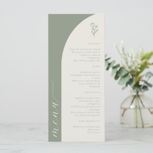Menu Boho Botanogramme Sage Mariage vert (Debout devant)